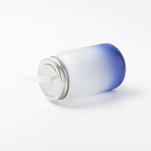 Šalica od 450 ml s matiranom Mason Jar drškom za sublimaciju - tamnoplavi gradient