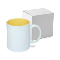 Taza JS Coating 330 ml con interior amarillo con caja de transferencia térmica por sublimación