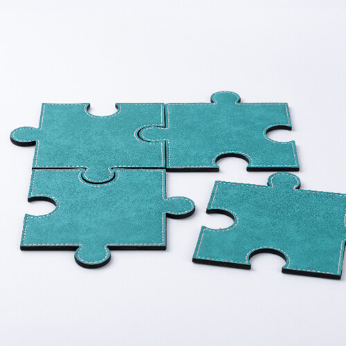 Bőr puzzle alakú bögretömb szublimációhoz - Zöld