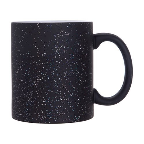 Mug magique 330 ml noir, mat avec paillettes pour sublimation