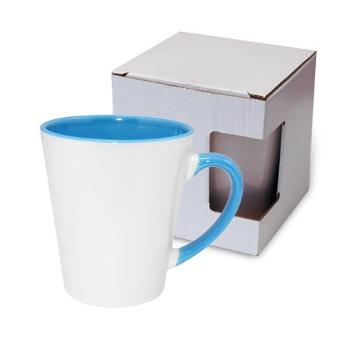 Taza pequeña FUNNY Latte azul claro con caja KAR3 Transferencia térmica por sublimación