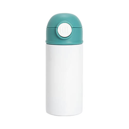 Bidon - flacon pour enfants de 360 ml pour sublimation - blanc avec bouchon vert