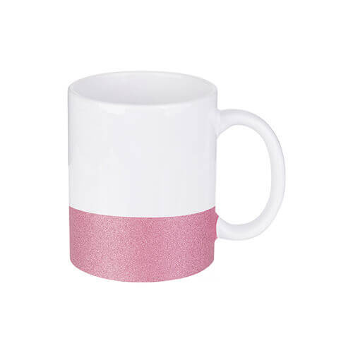 Krus 330 ml med glitterstrimmel til sublimering - pink