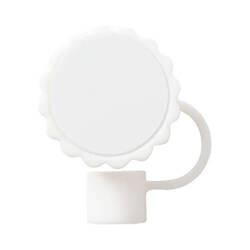 Silicone straw cap Ø 1 cm for sublimation - white flower