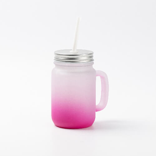 Cană de sticlă mată Mason Jar pentru sublimare - gradient violet