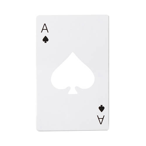 Pudeļu atvērējs 5,5 x 8,5 cm sublimācijai - balts pokers