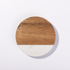 Set of 4 round marble and wooden mug coasters for engraving