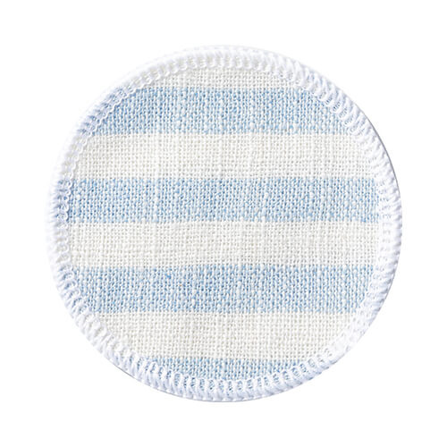 Podmetač za šalice od lana Ø 10 cm, krem ​​s plavim prugama, pogodan za sublimaciju