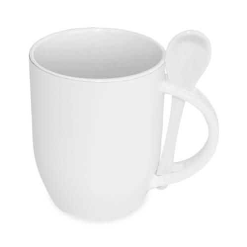 Taza JS-Coating con cuchara transferencia térmica sublimación blanca