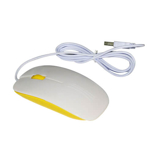 Souris d'ordinateur optique avec fil 3D jaune Sublimation Transfert Thermique