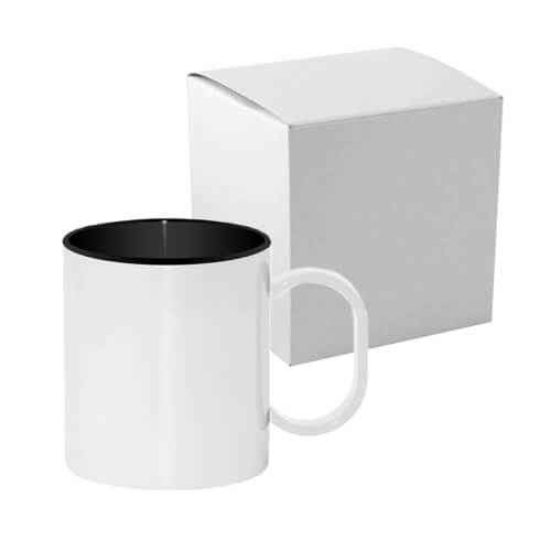 Plastic mok 330 ml met zwarte binnenkant met kartonnen doosje Sublimatie