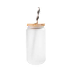 Un verre dépoli 550 ml avec une paille et un couvercle en bambou pour sublimation