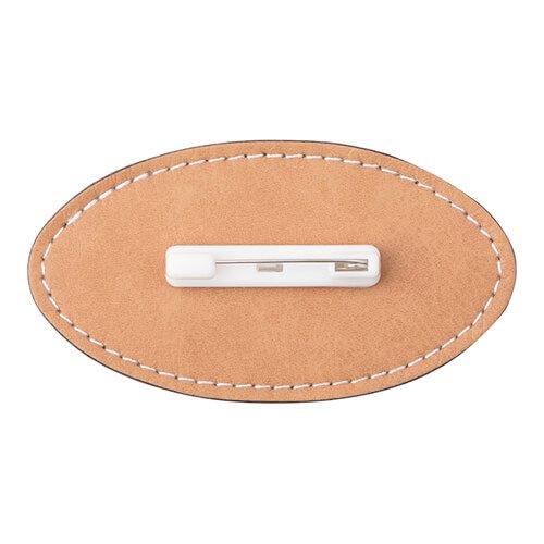 Oval läderetikett 8,2 x 4,4 cm för sublimering - brun