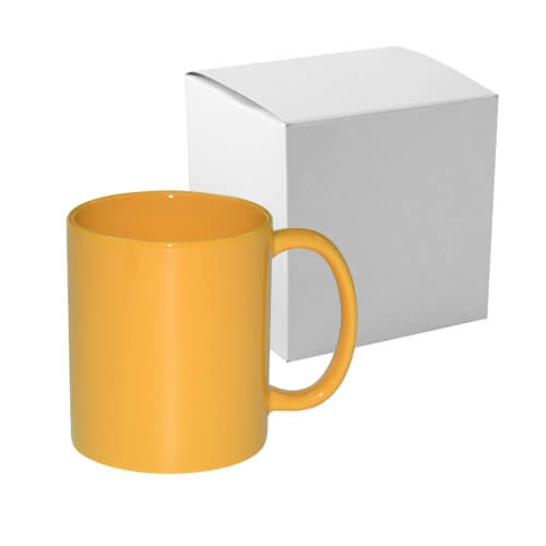 Mug Full Color – jaune brillant brillant pour transfert thermique avec boîte en carton