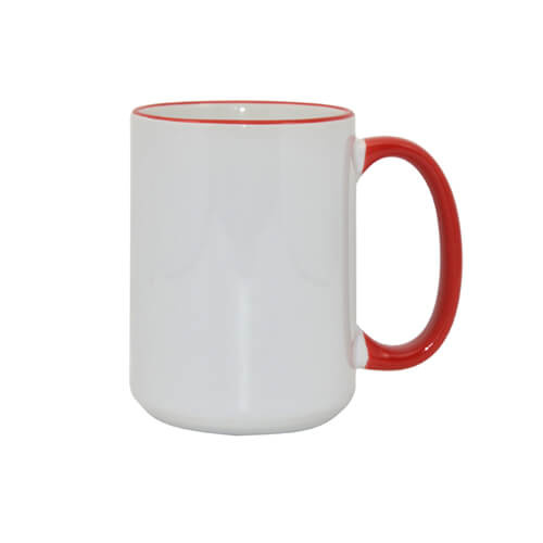 Mug blanc MAX A+ 450 ml avec anse rouge Sublimation Transfert Thermique