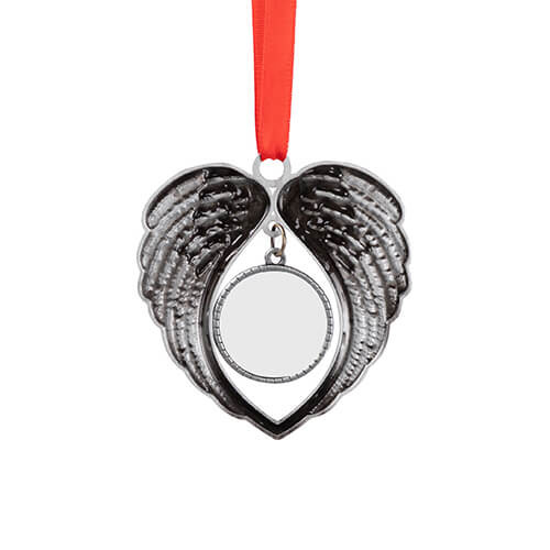 Pendentif arbre de Noël en métal pour sublimation - ailes d'argent