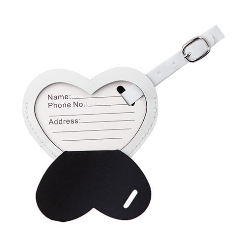Etiquette bagage en cuir pour sublimation - coeur blanc