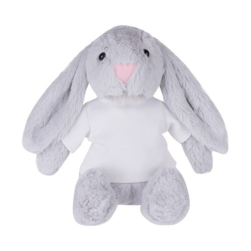 Peluche lapin 22 cm avec un T-shirt pour impression par sublimation - gris clair