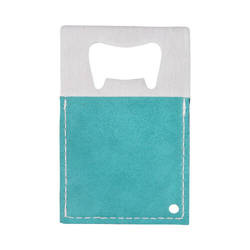 Flaskeåbner 5,5 x 8,5 cm i stål og læder til sublimering - grøn