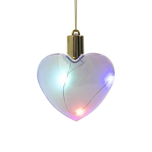 Plastic bauble glowing with colored light - heart for sublimation