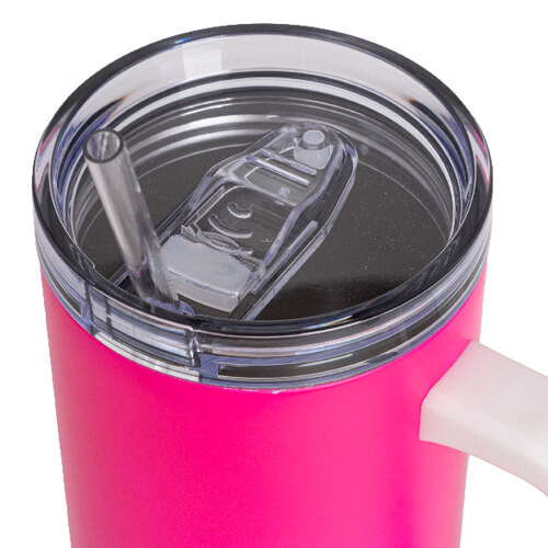 Ruostumattomasta teräksestä valmistettu 1200 ml matkamuki sublimaatiota varten - matta pinkki neonvärinen