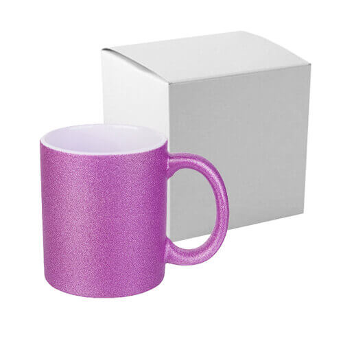 Mug 330 ml avec brocart pour sublimation avec boîte - violet