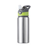 Sticlă din aluminiu 650 ml argintie cu capac cu șurub cu inserție de sublimare verde