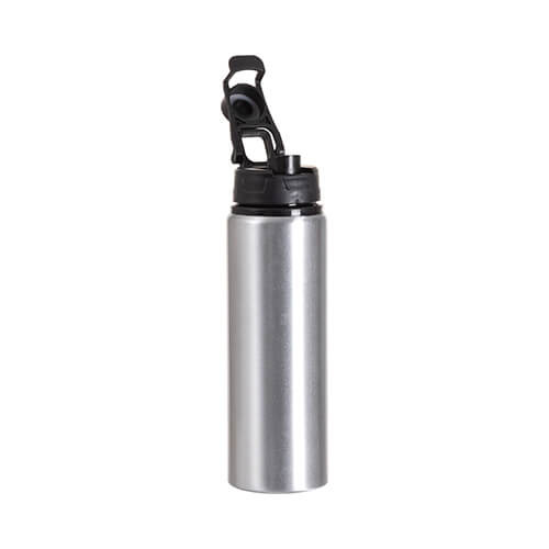 Aluminum water bottle 750 ml with plastic lid with sublimation handle - silver