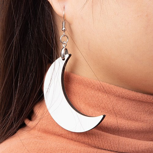 Pendientes fabricados en MDF para sublimación - luna