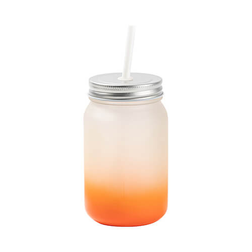 Mug Mason Jar 450 ml givré sans anse pour sublimation - dégradé Orange