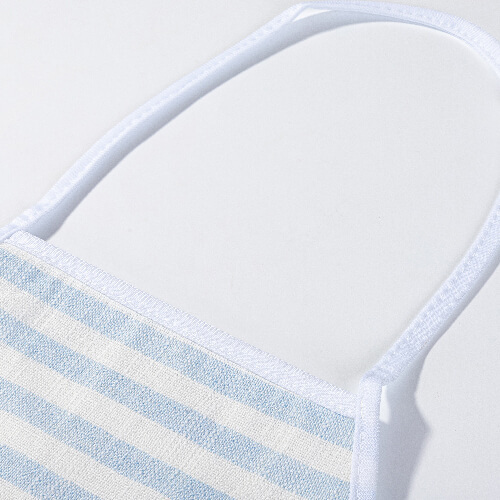 Un tablier en lin pour sublimation - crème à rayures bleues