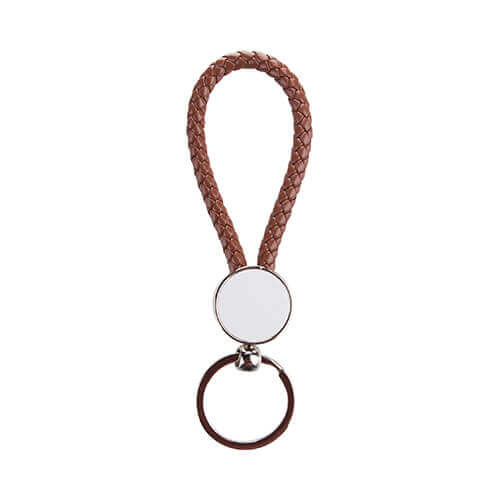 Porte-clé tressé cercle sublimable - marron