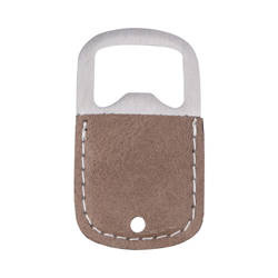 Décapsuleur 3,2 x 5,2 cm en acier et cuir pour sublimation - gris