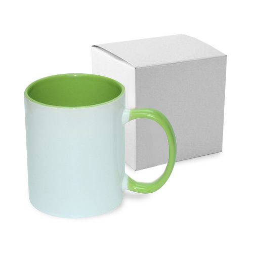Krūzīte A+ 330 ml FUNNY gaiši zaļa ar kartona kārbu Sublimācijas termopārneses materiāls