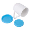 Mok van 360 ml voor sublimatie met een blauwe siliconen deksel en schotel