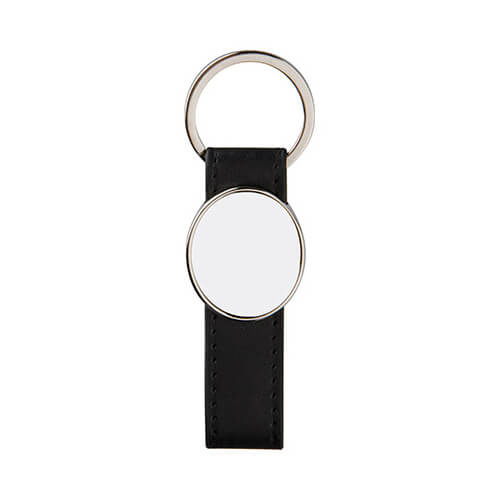 Leather and metal pendant for sublimation - oval - black