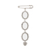 Triple oval brooch - safety pin with heart-shaped pendant for sublimation