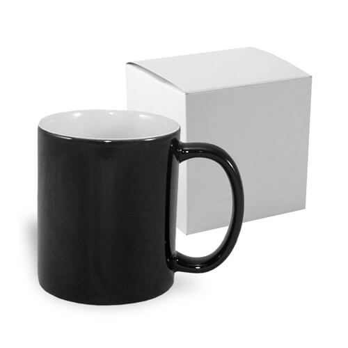 Taza mágica 330 ml negro semi mate con caja de transferencia térmica por sublimación