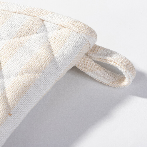 Heat-insulating oven mitt for sublimation - cream with yellow stripes