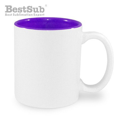 Mug blanc A+ 450 ml avec intérieur violet Sublimation Transfert Thermique