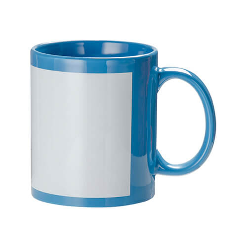 Krus 330 ml blå med hvid ramme Sublimering med termisk overførsel
