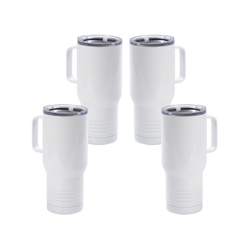 Set of 4 mugs with a lockable lid and a 600 ml straw for printing