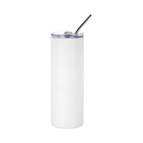 Cana de 600 ml cu pai pentru sublimare - alb mat