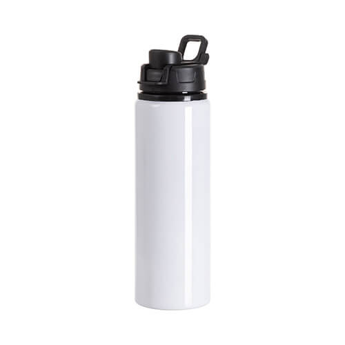 Aluminijasta steklenica za vodo 750 ml s plastičnim pokrovom s sublimacijskim ročajem - bela