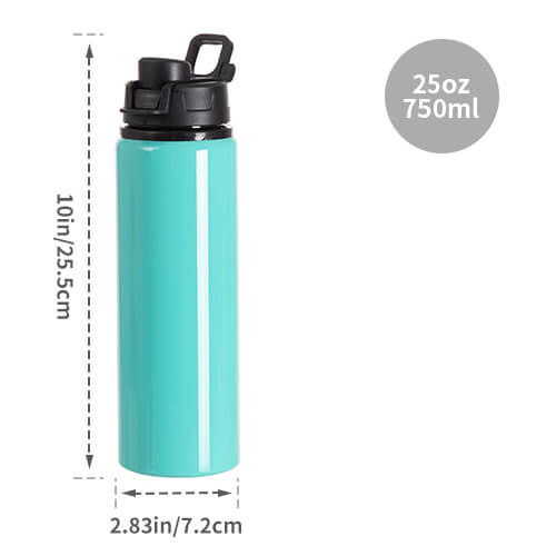 Alumiiniumist veepudel 750ml plastist kaanega, millel on sublimatsiooniga käepide - mündi värvi