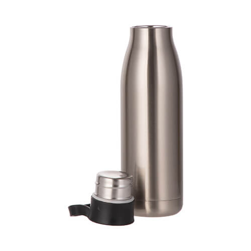 Vattenflaska - 500 ml dryckesflaska med horisontellt sublimeringshandtag - silver