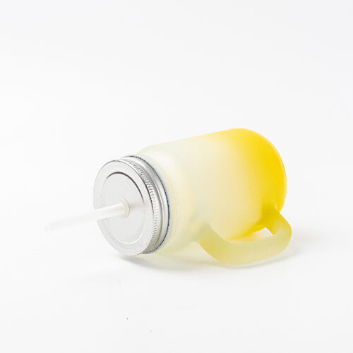 Hrnček z matného skla Mason Jar na sublimáciu - žltý gradient