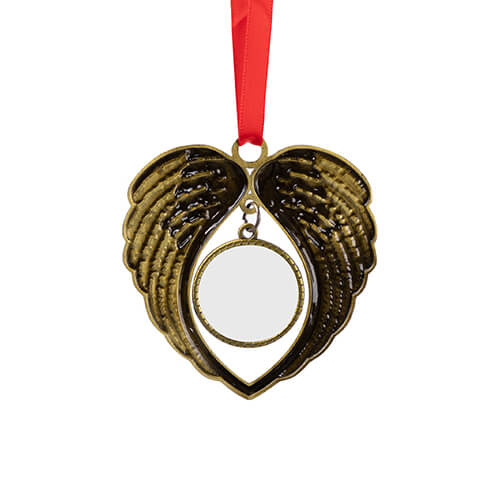 Metal Christmas tree pendant for sublimation - golden wings