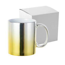 330 ml pläterad mugg för sublimering - silver-guld gradient med en kartong