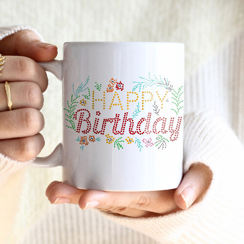 Zirkonia-ark til termisk overførsel - Happy Birthday